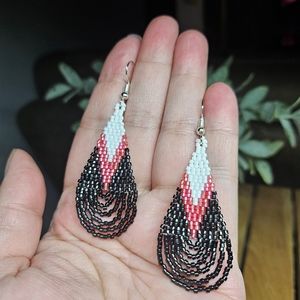 Handmade Beaded Looped Fringe Earrings - Lana